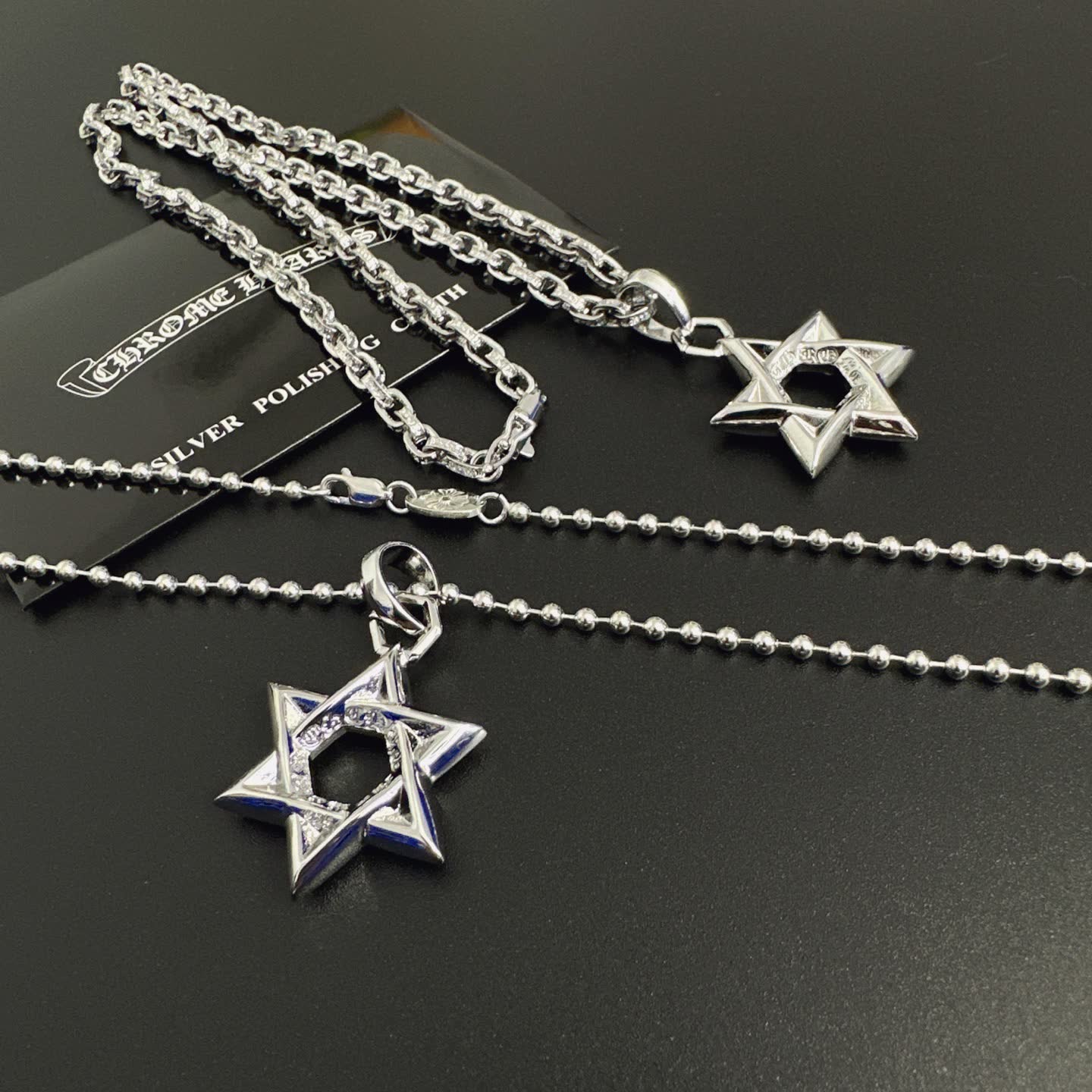 Chrome Hearts Silver Star of David Pendant Necklace